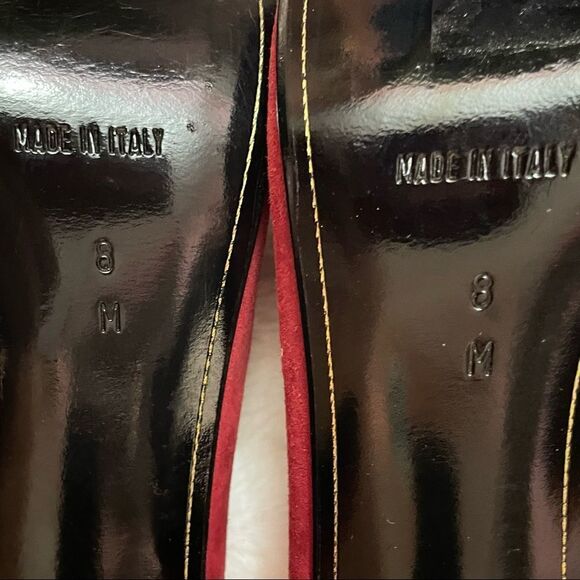 💥Host Pick!💥 Vintage NWOT 1980s Anne Klein Red Suede Pumps Gold Braid Accent - Picture 12 of 13